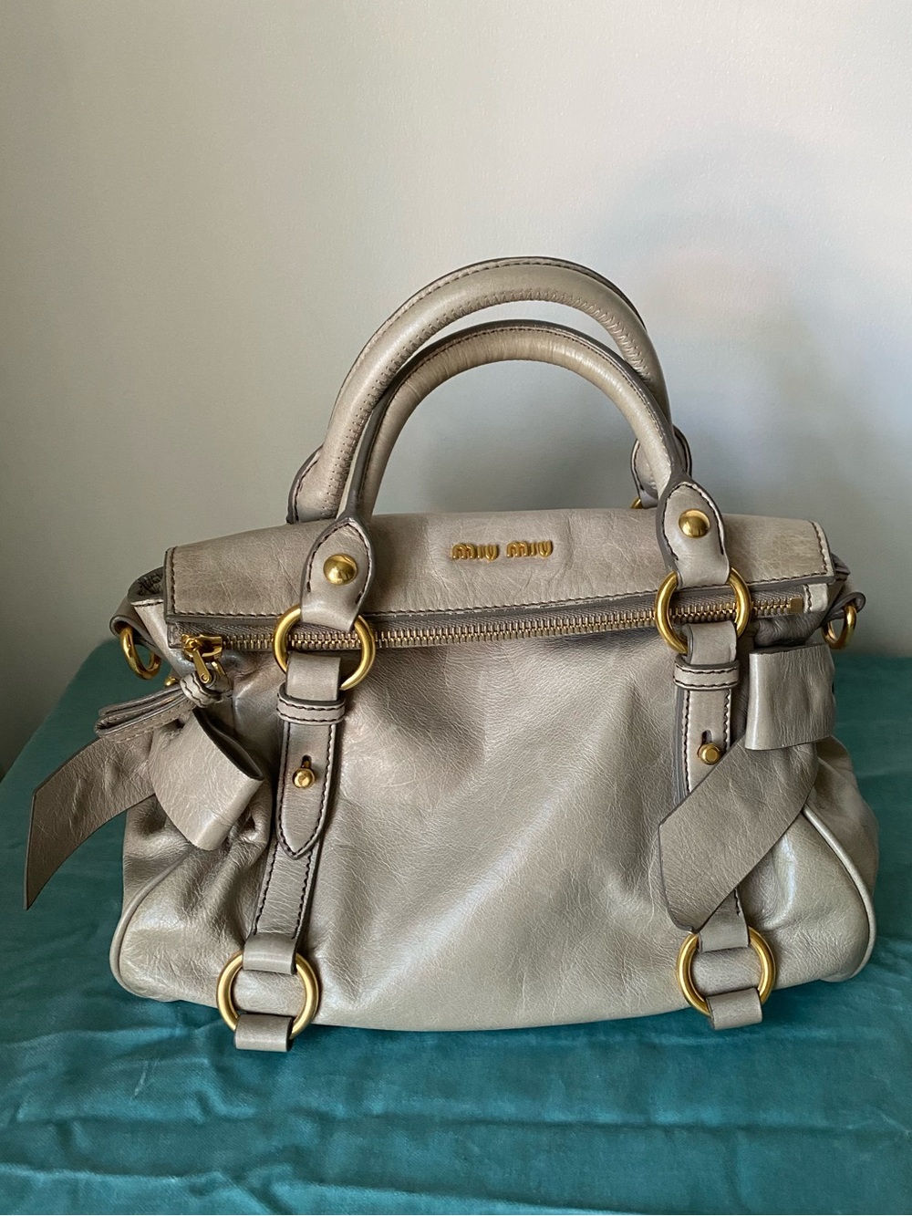 Y2K Archival Miu Miu Vitello Bow Satchel Bag